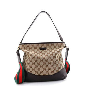 Gucci Web Zip Crossbody GG Canvas and Leather